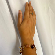 Gold paperclip chain bracelet with multicolor gemstone accents and tangle clasp, 18k gold-filled hypoallergenic tarnish-free bracelet.