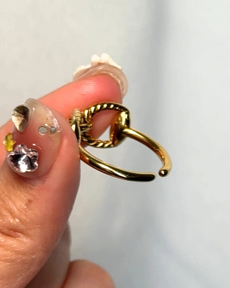 Meadow Twist Ring – Adjustable twisted chain ring in gold or mixed metal, hypoallergenic and tarnish-free, fits sizes 7-9.
