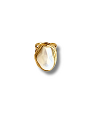 Gold filled pearl ring adjustable tarnish free water proof daily wear fashion forward statement ring 