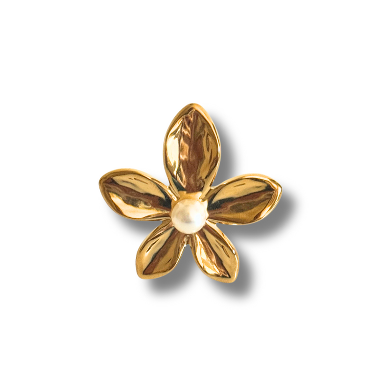 Gold flower-shaped brooch with a central pearl on a white background.adjustable floral pearl ring, gold pearl flower ring, mixed metal ring, summer jewelry, waterproof ring, hypoallergenic ring, tarnish-free jewelry, statement floral ring

Gold Floral Ring with Pearl Center – Adjustable, Waterproof, Tarnish-Free

Mixed Metal Flower Ring – Silver & Gold with Pearl Center