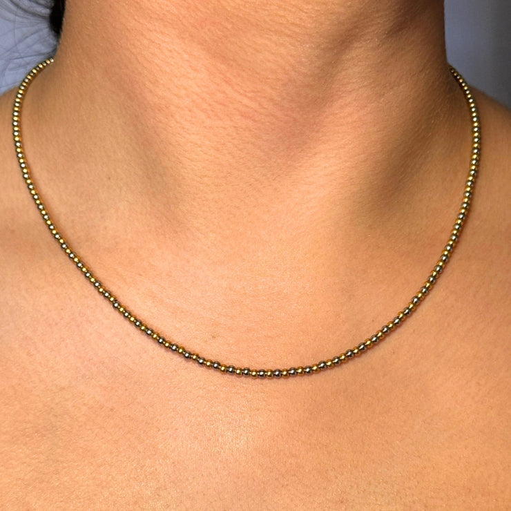 Sunkissed Bead Necklace – Mixed metal beaded necklace in silver, gold, and two-tone, hypoallergenic and tarnish-free