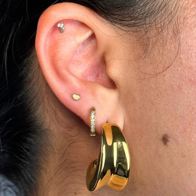 Mirage Oval Hoop - Gold teardrop hoop earrings with mirrored split design, hypoallergenic and tarnish-free.