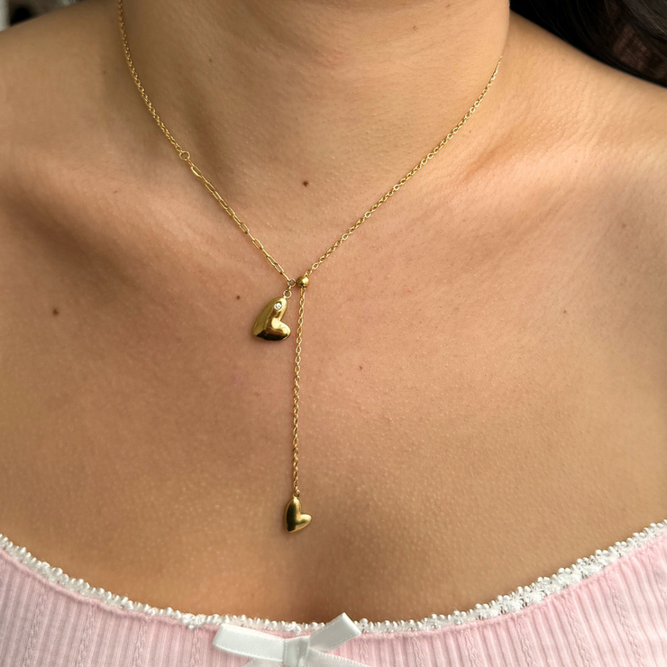 Emilia Double Heart Adjustable Necklace