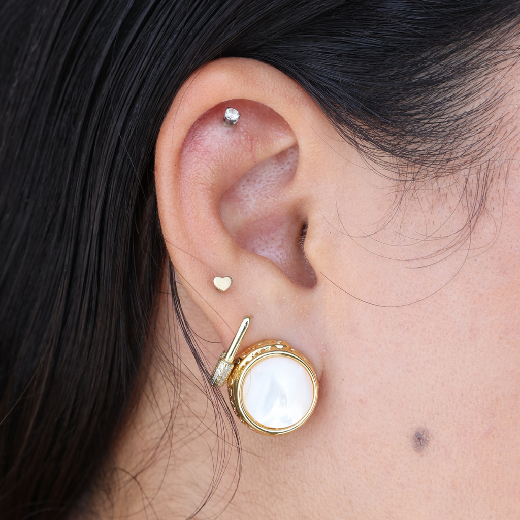 Women's Textured Circular Stud Earrings