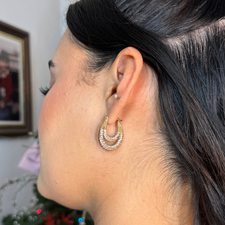 Natassia Double CZ Hoop Earring GabulousLA