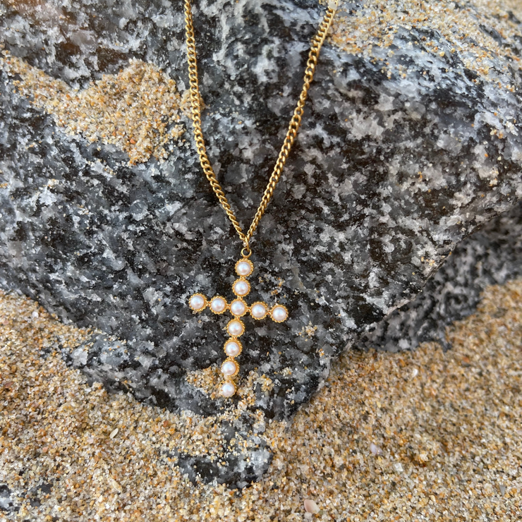 Coral Cross Necklace GabulousLA